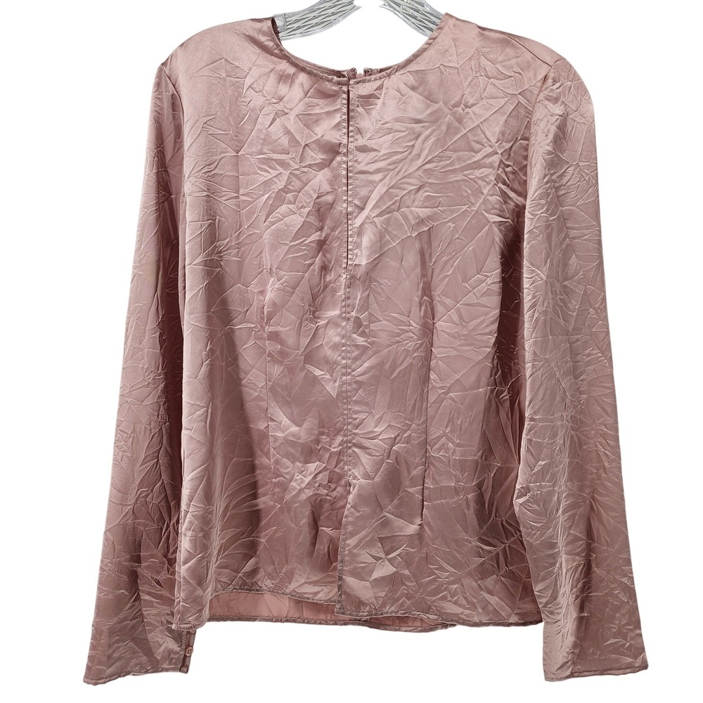 Calvin Klein Women Dusty Rose Wrinkled Texture Long Sleeve Blouse S 44D910G NWT